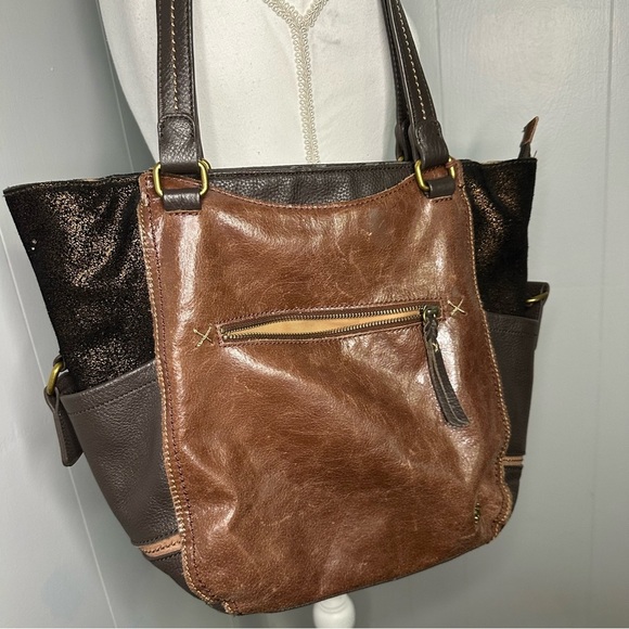 The Sak Leather Patchwork Tote Bag Boho Slouchy Shoulder Purse - Picture 3 of 6